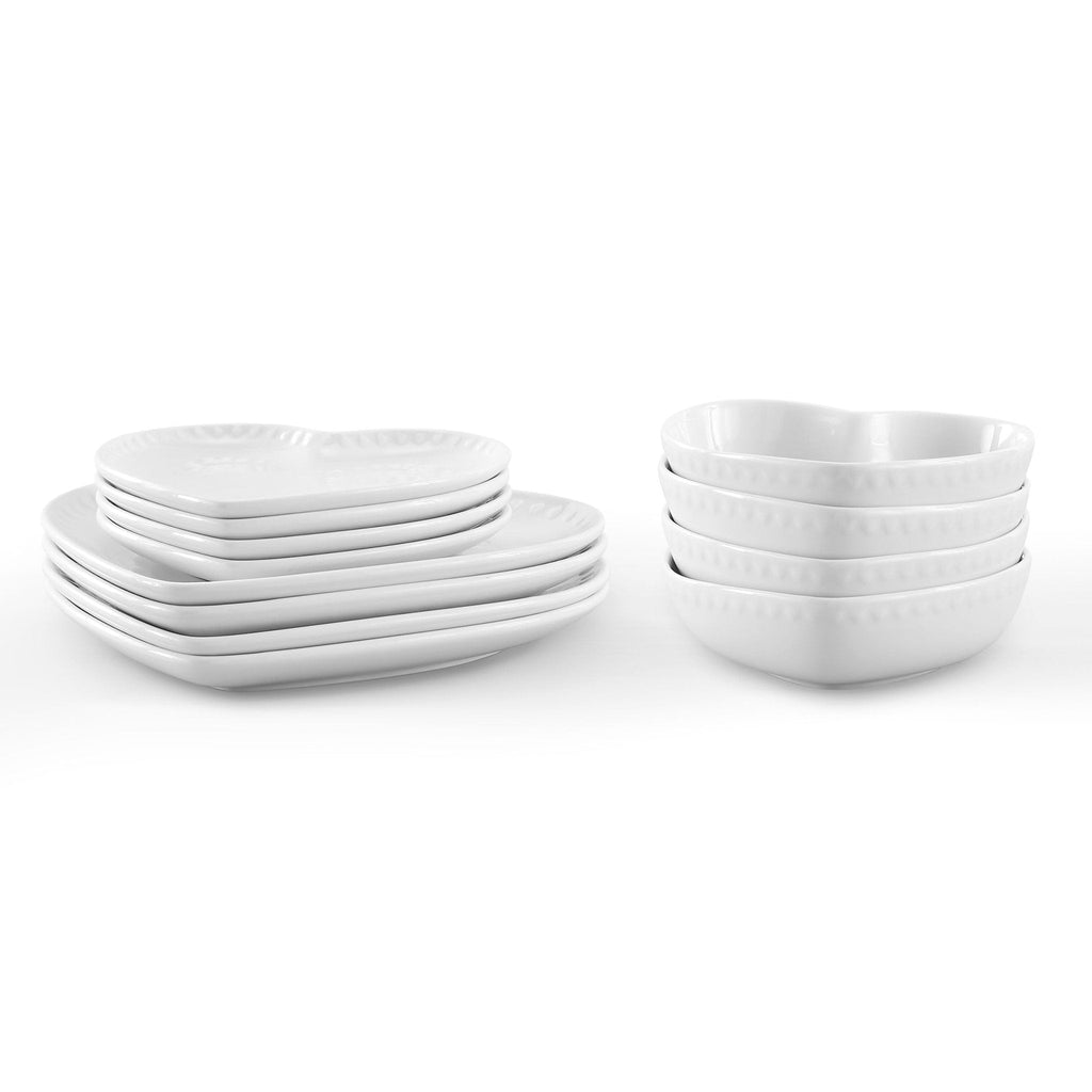 Heart Shaped Set of 4 Side Plates - White - DUSK
