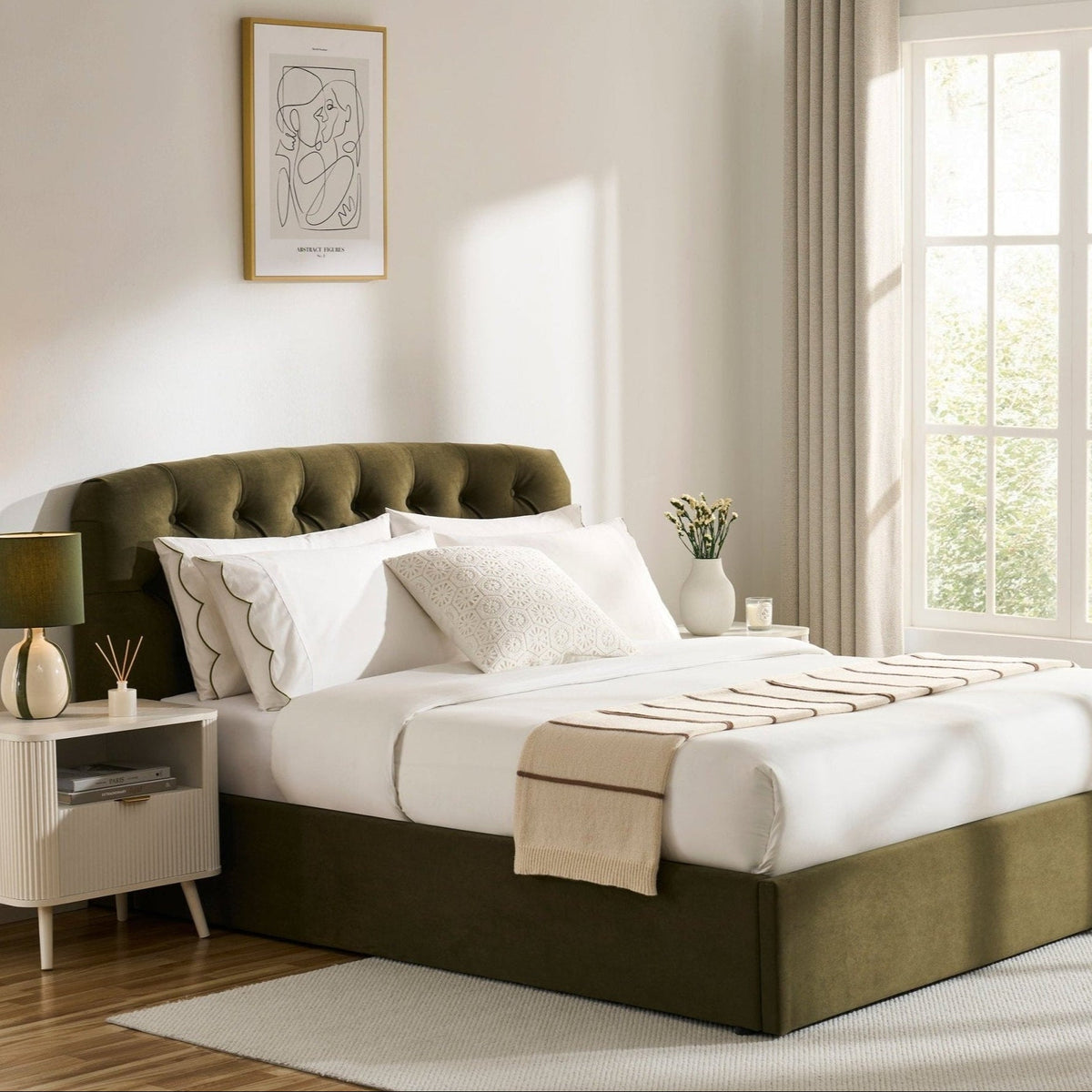 Hebden Ottoman Storage Bed - Olive - DUSK