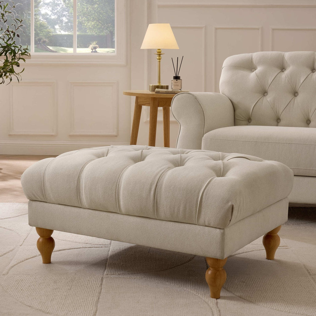 Hebden Pouffe - Cream Linen - DUSK
