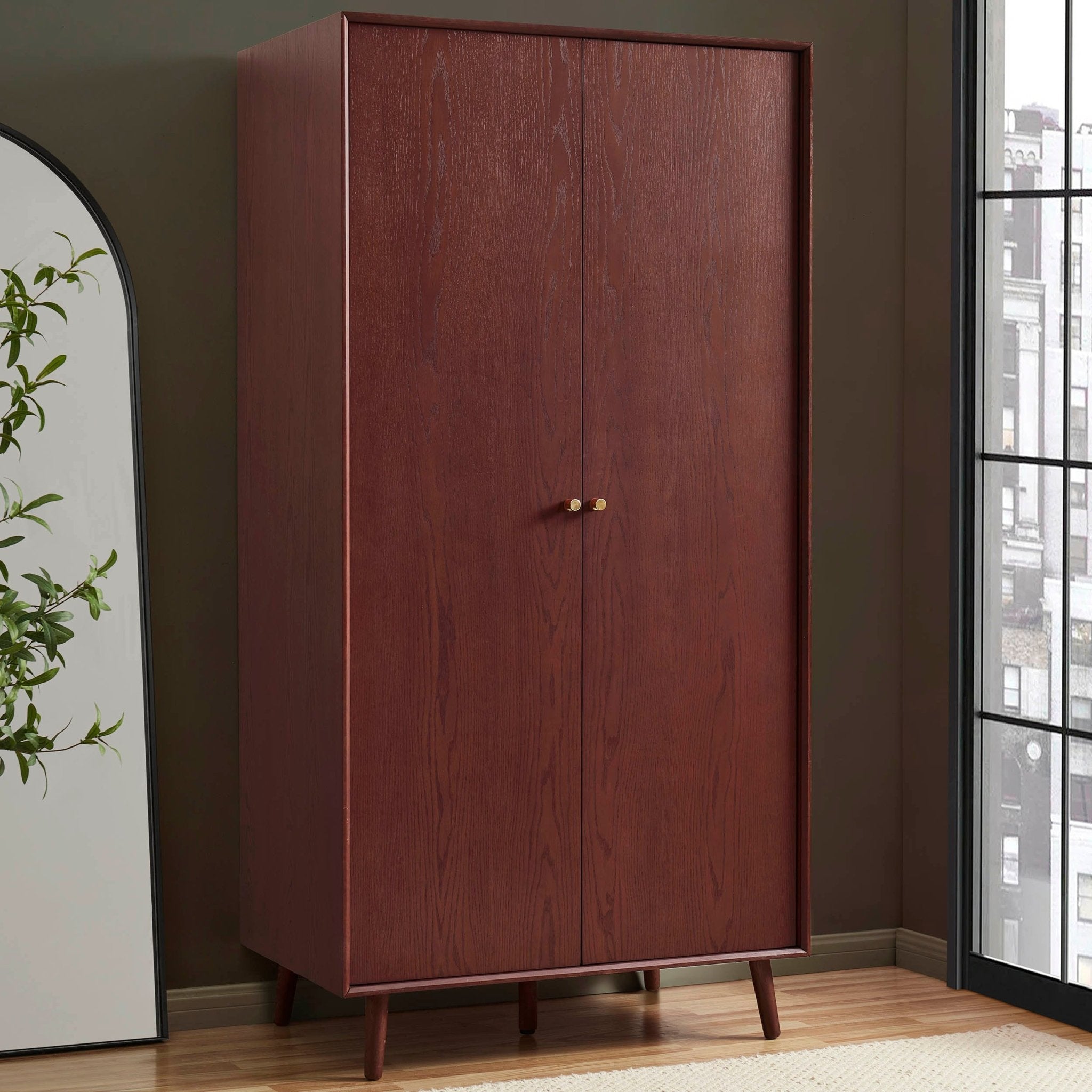 Heidi Oak 2 Door Wardrobe - Cherry Wood - DUSK