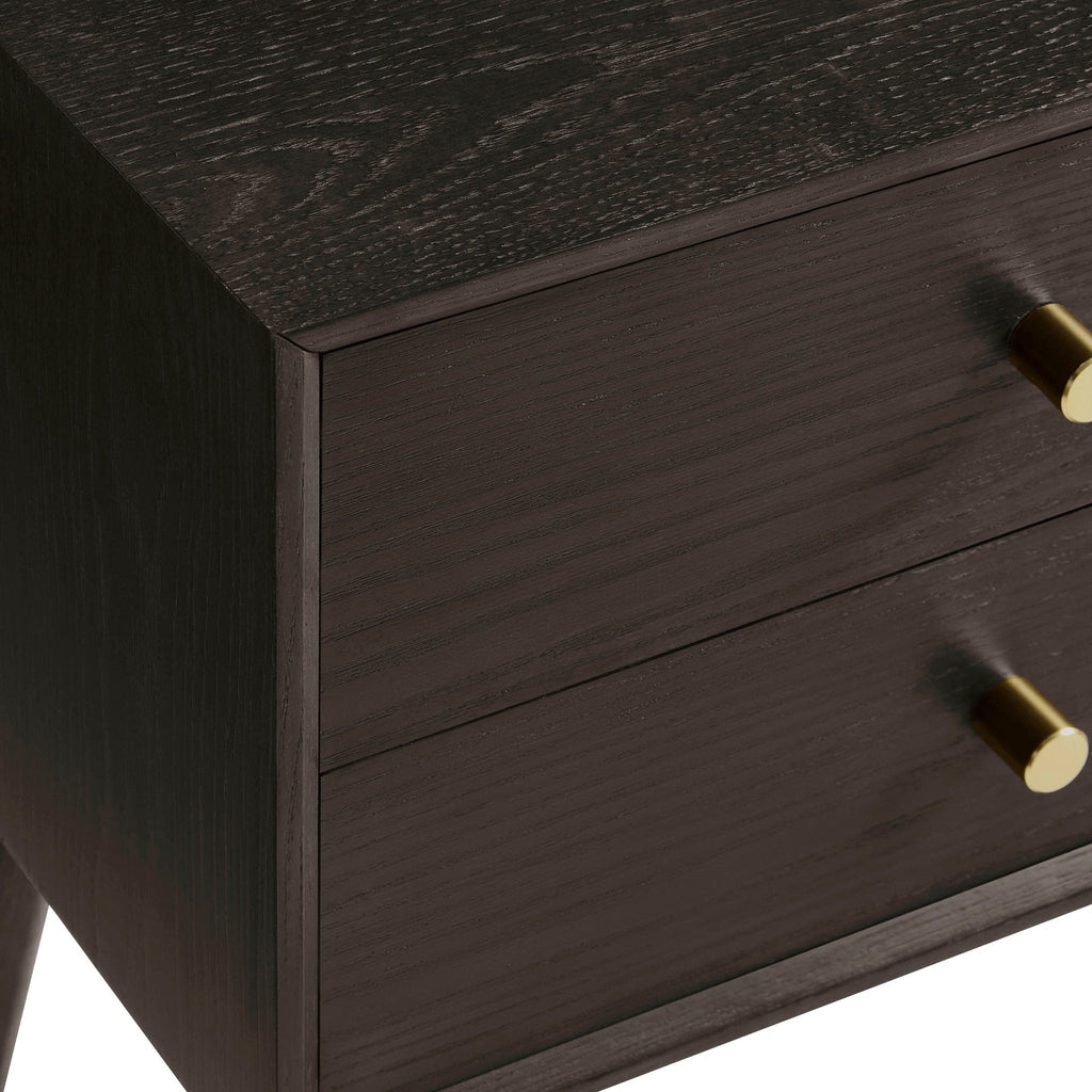 Heidi Oak 2 Drawer Bedside Table - Walnut - DUSK