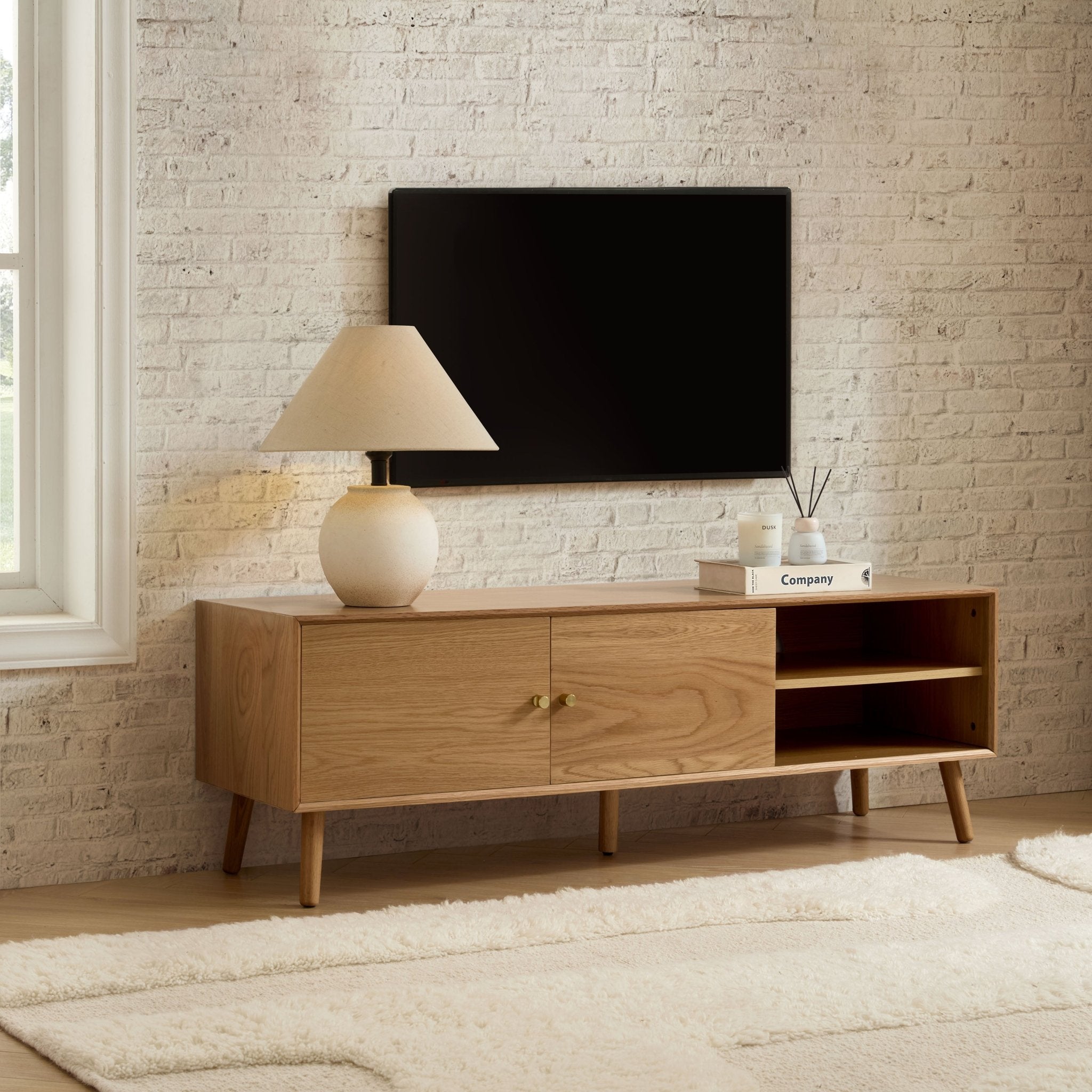 Heidi Oak Tv Unit for TVs up to 60" - Light Wood - DUSK