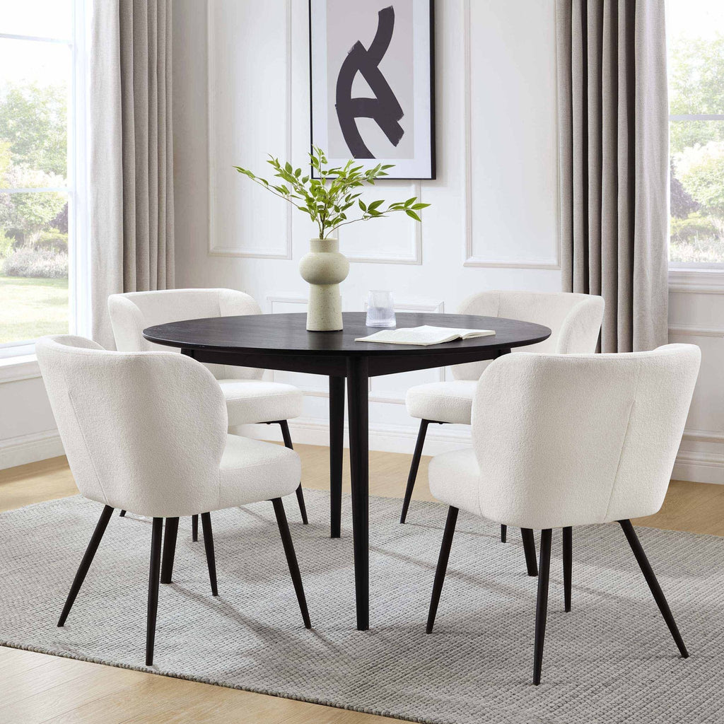 Heidi Solid Oak 4 - 6 Seater Round Dining Table - Black - DUSK