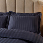 Hotel Satin Stripe 200 Thread Count Duvet Cover - Navy - DUSK