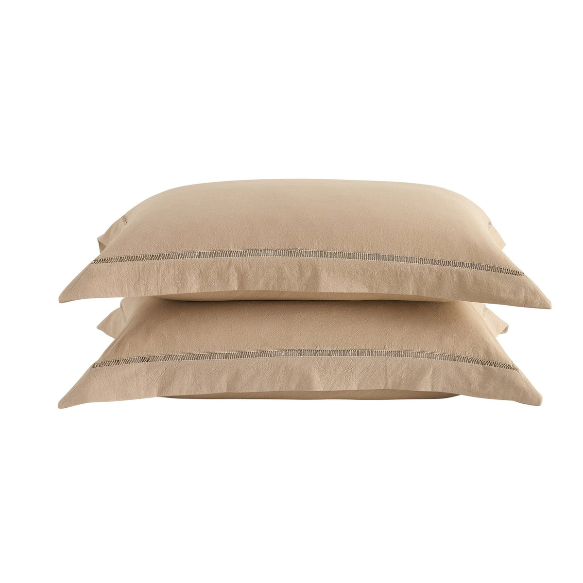 Imogen 100% Cotton Ladder Edge Duvet Cover & Pillowcase Set - Light Taupe - DUSK