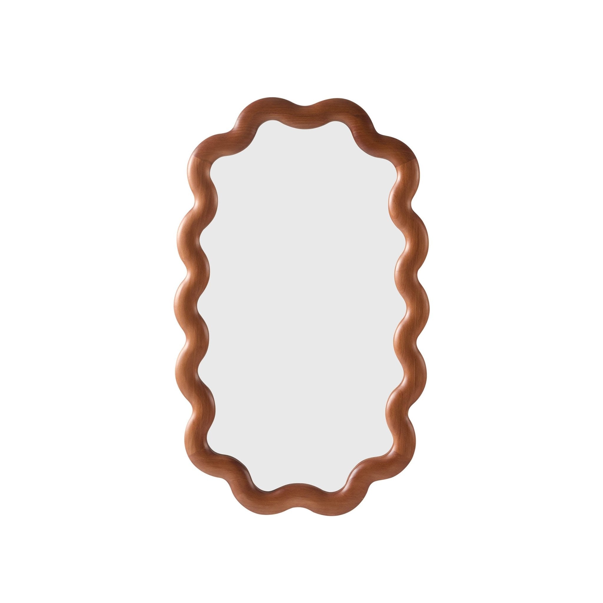 Indie Wavy Wood Mirror - Mid Wood - DUSK