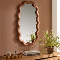 Indie Wavy Wood Mirror - Mid Wood - DUSK