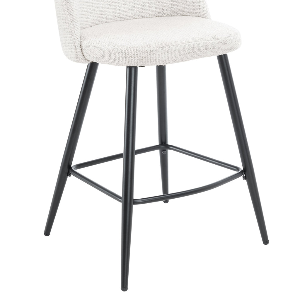 Iris Set Of 2 Barstools - Boucle Ivory - Black Legs - DUSK