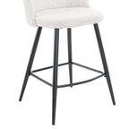 Iris Set Of 2 Barstools - Boucle Ivory - Black Legs - DUSK