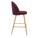 Iris Set Of 2 Barstools - Velvet Berry - Wood Legs - DUSK