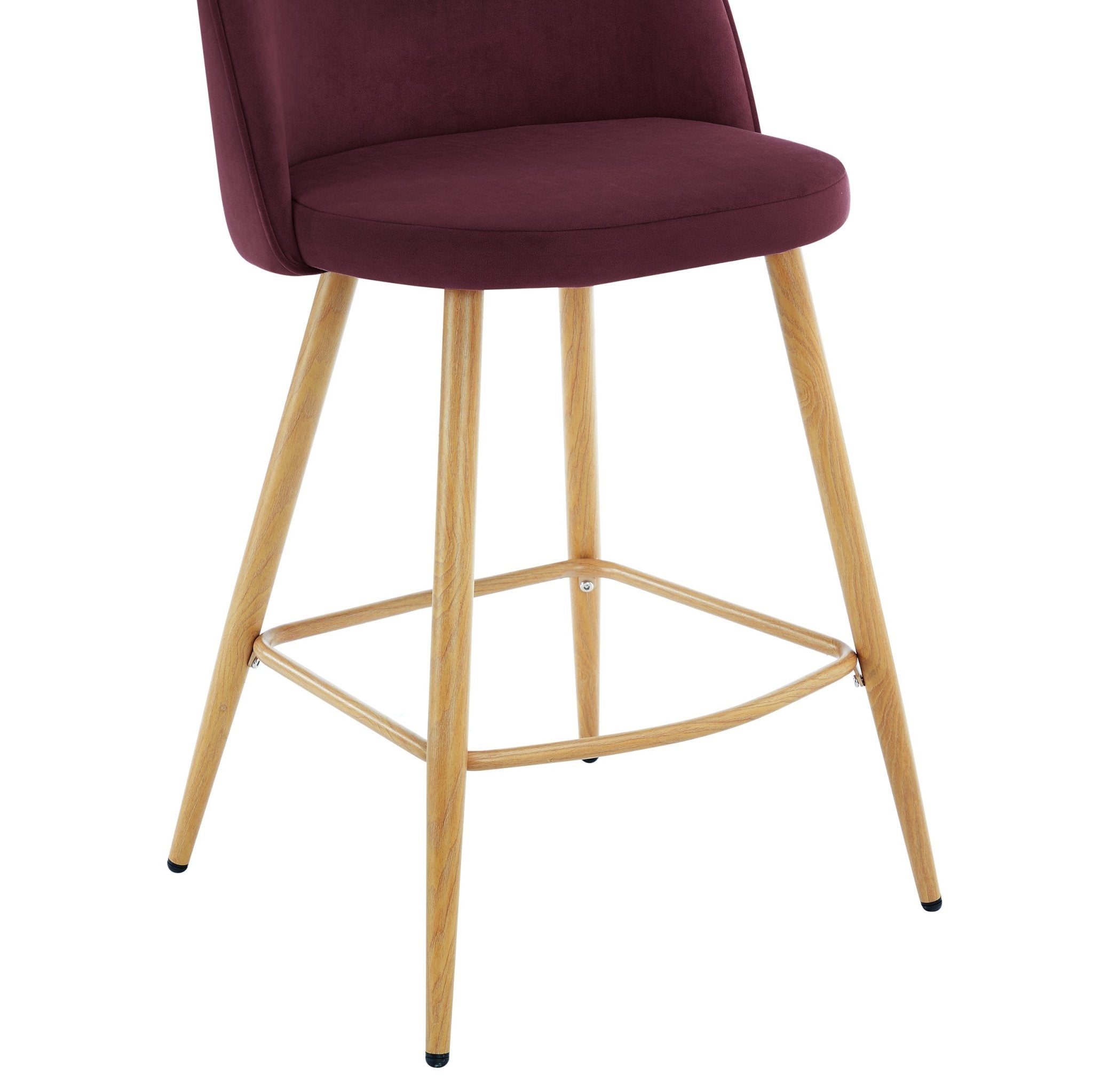 Iris Set Of 2 Barstools - Velvet Berry - Wood Legs - DUSK