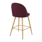 Iris Set Of 2 Barstools - Velvet Berry - Wood Legs - DUSK