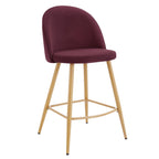 Iris Set Of 2 Barstools - Velvet Berry - Wood Legs - DUSK