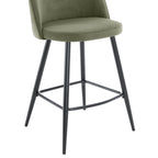 Iris Set Of 2 Barstools - Velvet Sage Green - Black Legs - DUSK