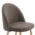 Iris Set Of 2 Barstools - Velvet Taupe - Wood Legs - DUSK