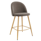 Iris Set Of 2 Barstools - Velvet Taupe - Wood Legs - DUSK