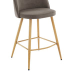 Iris Set Of 2 Barstools - Velvet Taupe - Wood Legs - DUSK