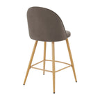 Iris Set Of 2 Barstools - Velvet Taupe - Wood Legs - DUSK
