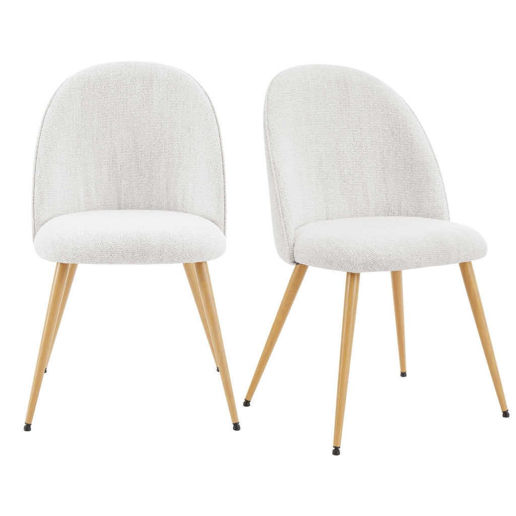 Iris Set Of 2 Dining Chairs - Boucle Ivory - Wood Legs - DUSK