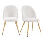 Iris Set Of 2 Dining Chairs - Boucle Ivory - Wood Legs - DUSK