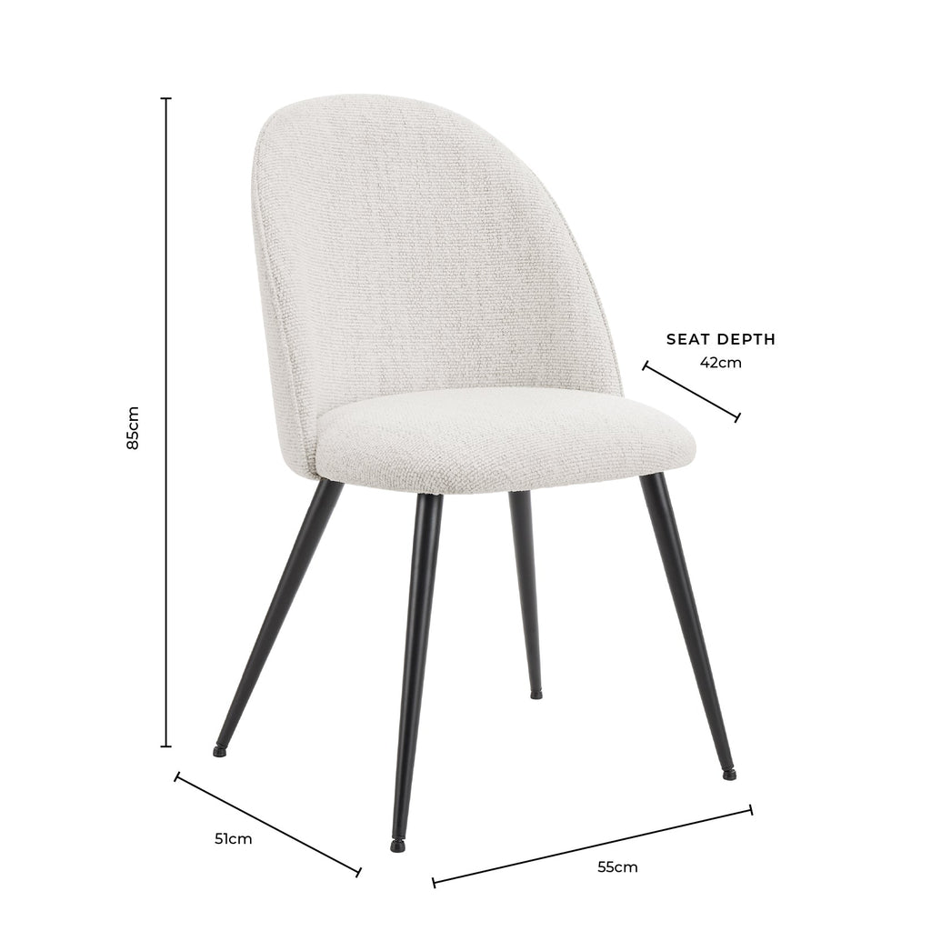 Iris Set Of 2 Dining Chairs - Boucle Ivory/Natural - DUSK