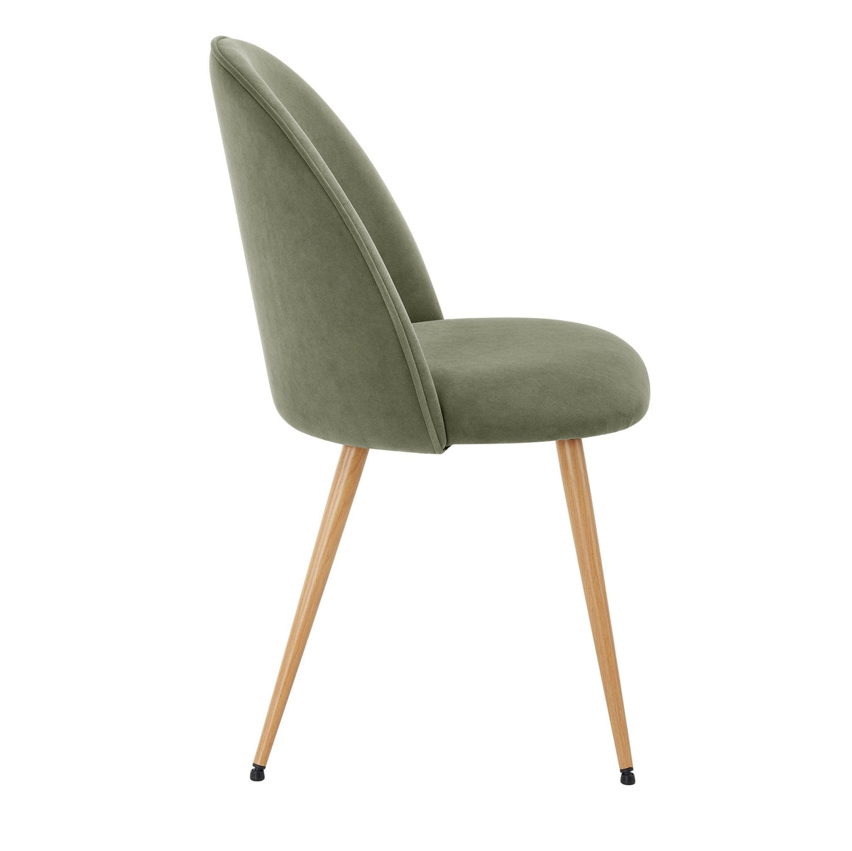 Iris Set Of 2 Dining Chairs - Velvet Sage Green - Wood Legs - DUSK