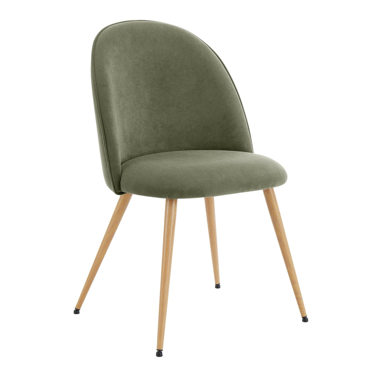 Iris Set Of 2 Dining Chairs - Velvet Sage Green - Wood Legs - DUSK