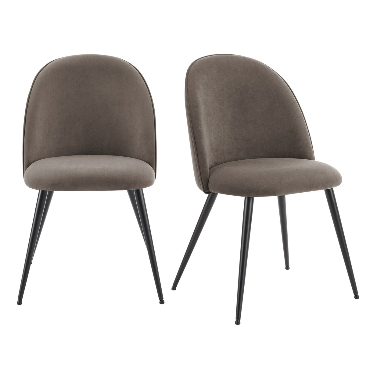 Iris Set Of 2 Dining Chairs - Velvet Taupe - Black Legs - DUSK