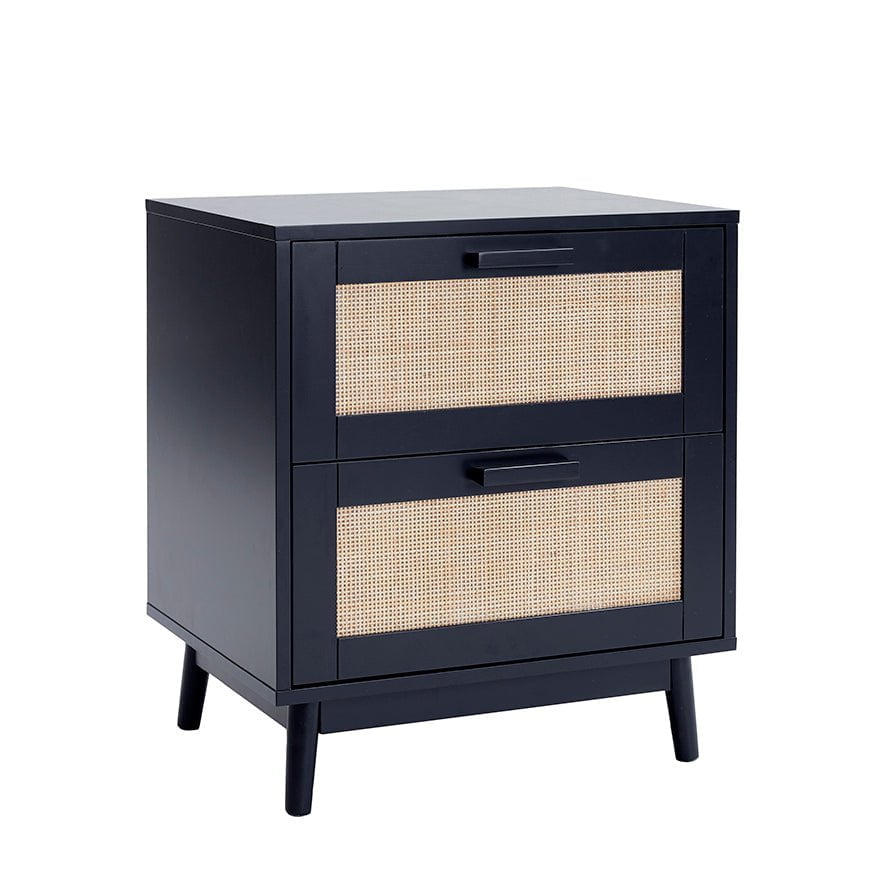 Isla 2 Drawer Bedside Table - Black - DUSK