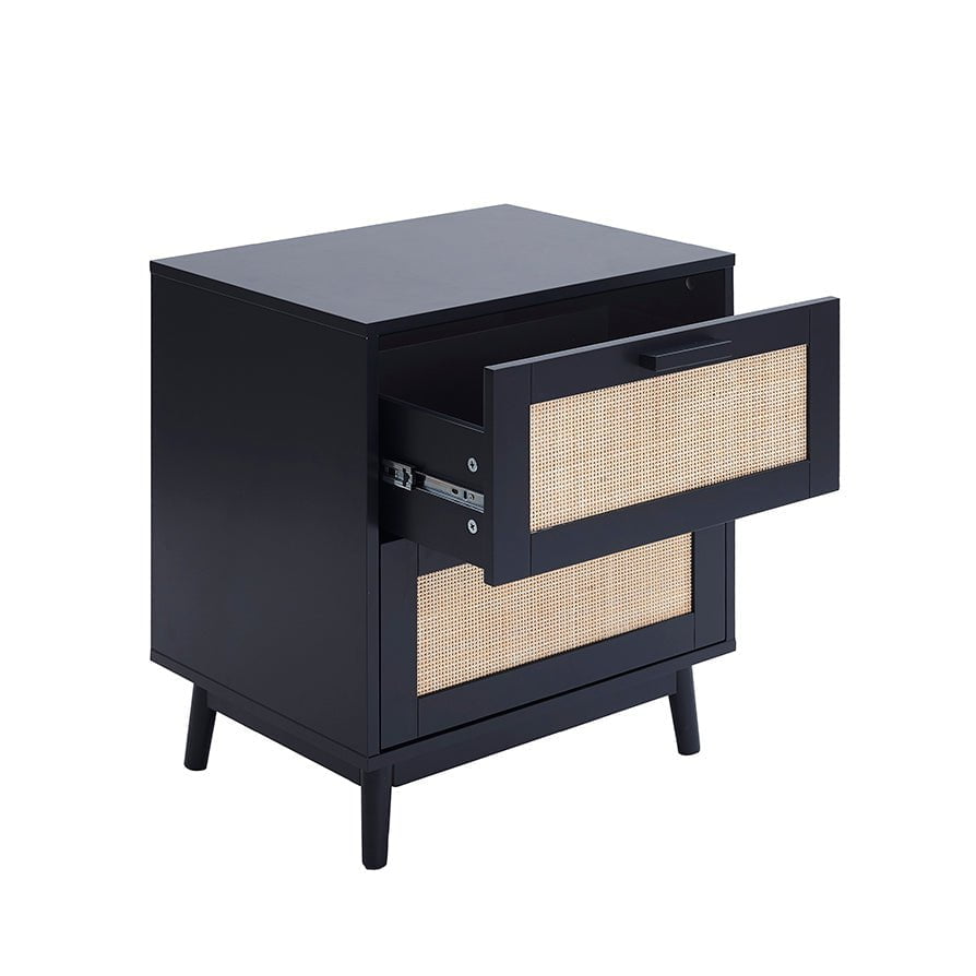 Isla 2 Drawer Bedside Table - Black - DUSK