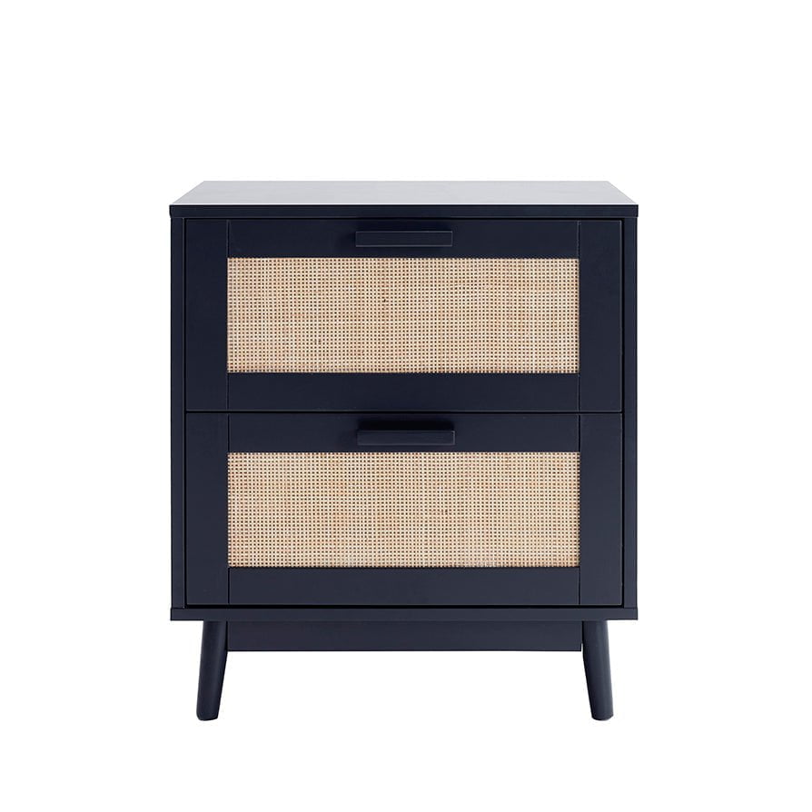 Isla 2 Drawer Bedside Table - Black - DUSK