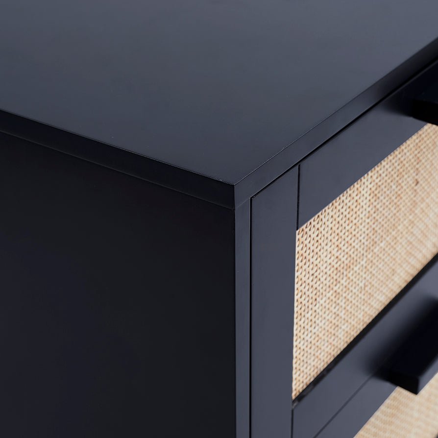 Isla 2 Drawer Bedside Table - Black - DUSK