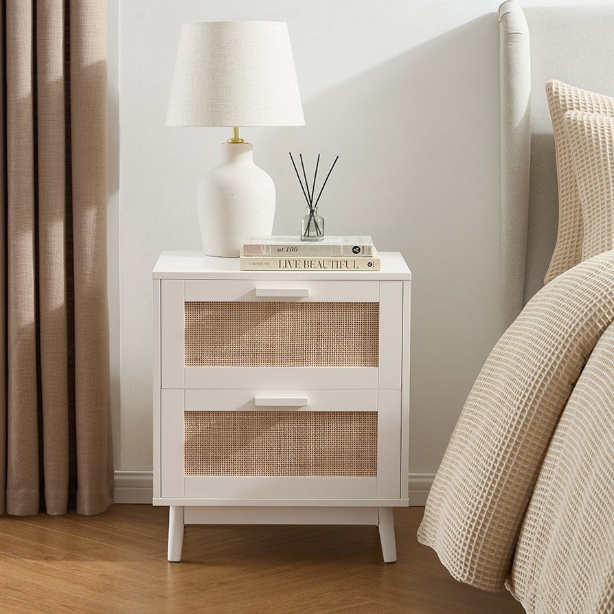 Isla 2 Drawer Bedside Table - Stone - DUSK