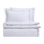 Islington 300 Thread Count Embroidered Duvet Cover - White/Black - DUSK