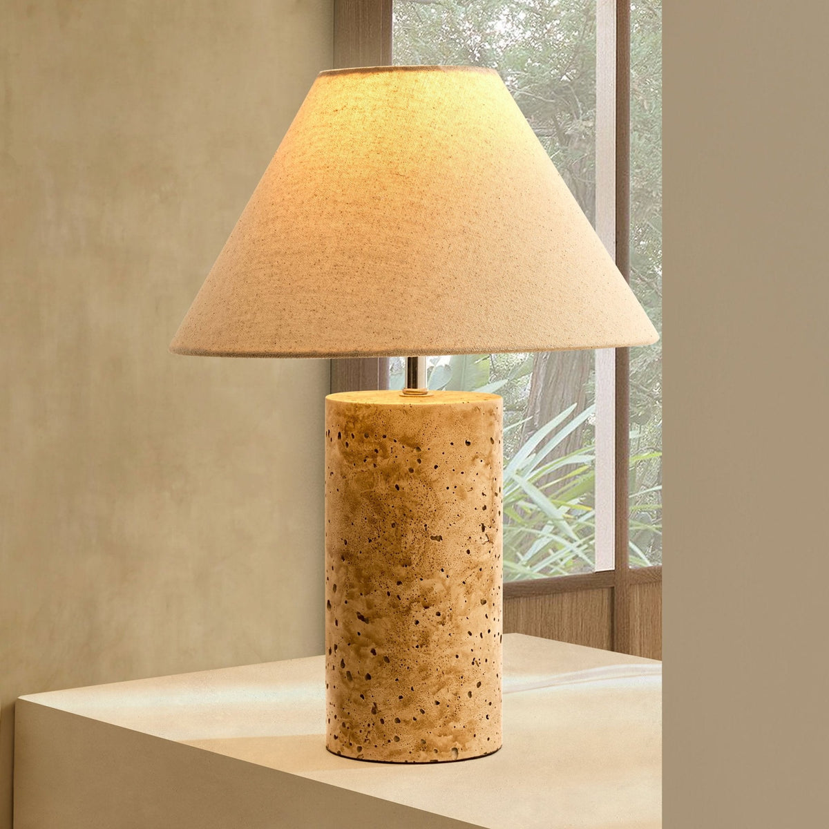 Ivy Marble Effect Table Lamp - Cream - DUSK