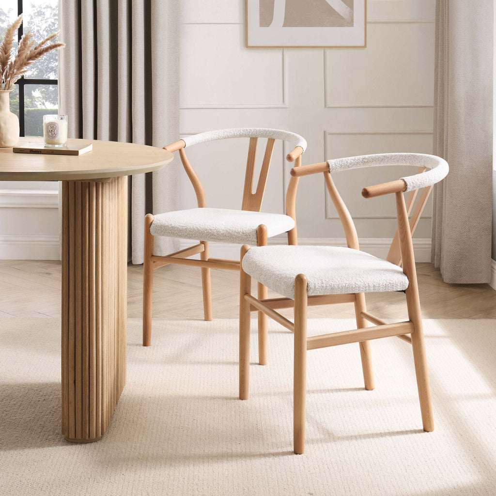 Jade Set of 2 Dining Chairs - Ivory Boucle - DUSK