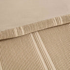 Jessie 100% Cotton Waffle Stripe Duvet Cover & Pillowcase Set - Grey - DUSK