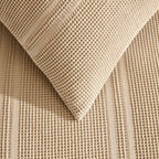 Jessie 100% Cotton Waffle Stripe Duvet Cover & Pillowcase Set - Grey - DUSK