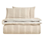 Jessie 100% Cotton Waffle Stripe Duvet Cover & Pillowcase Set - Grey - DUSK