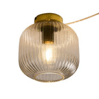 Jules Ribbed Glass Flush Ceiling Light - Clear/Gold - DUSK