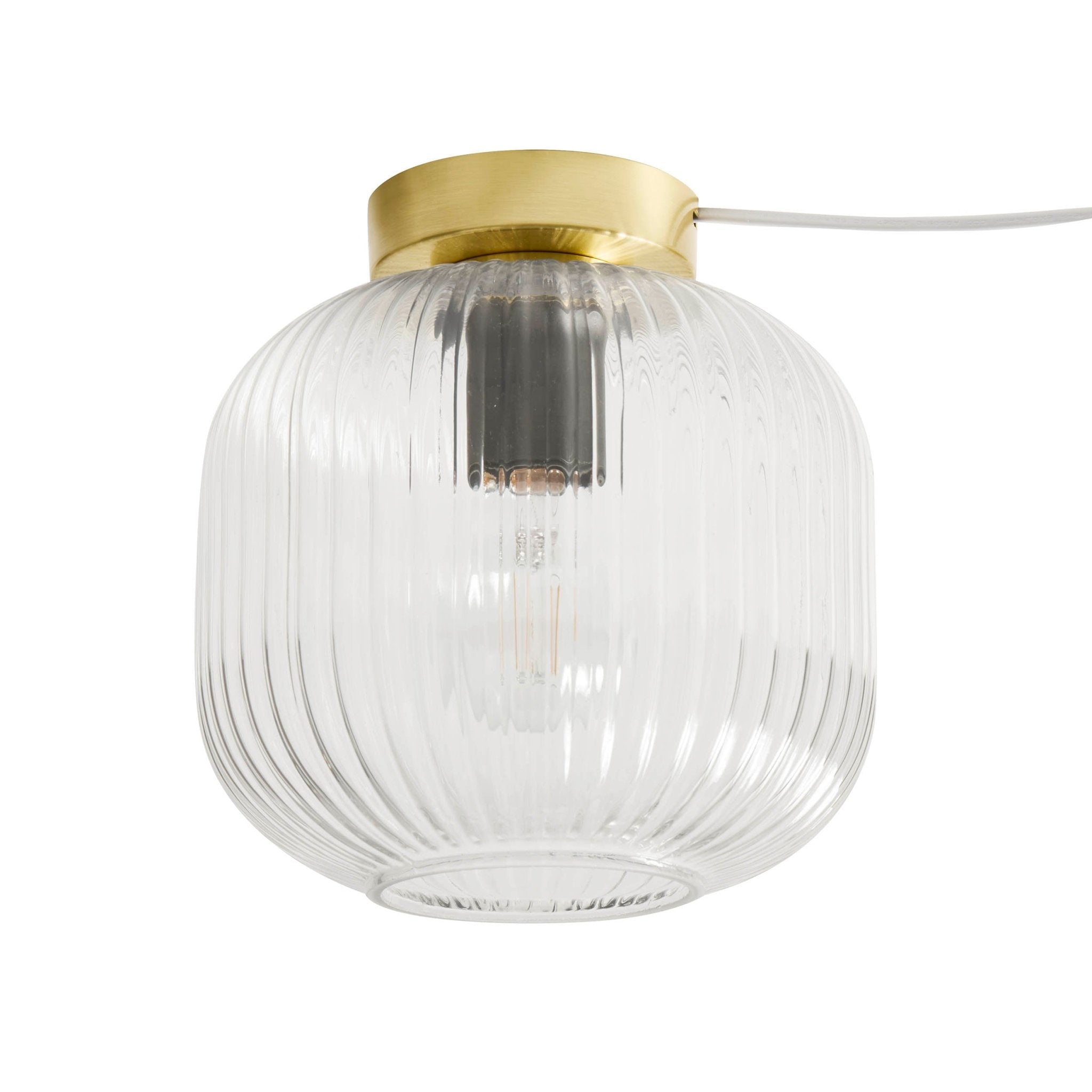 Jules Ribbed Glass Flush Ceiling Light - Clear/Gold - DUSK