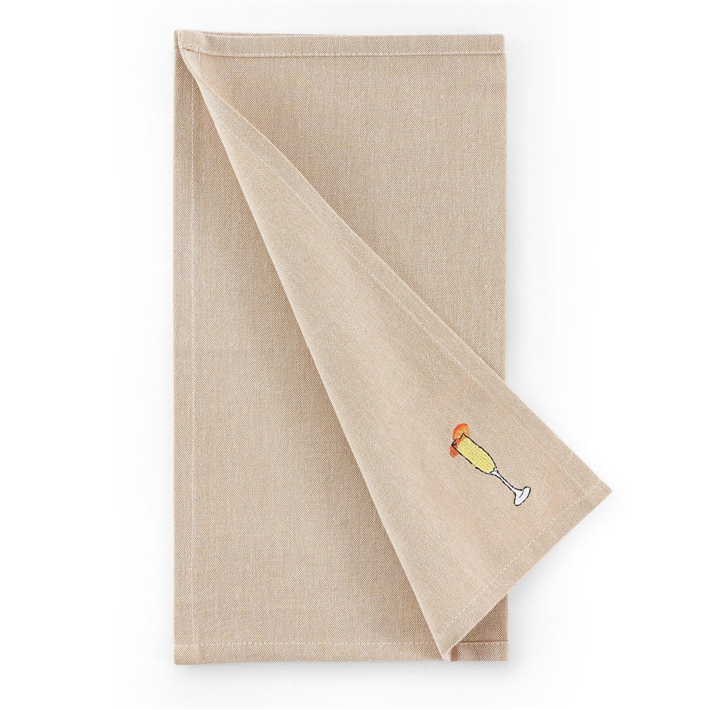 Julio Drink Embroidered Set of 4 Napkins - Natural - DUSK