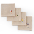 Julio Drink Embroidered Set of 4 Napkins - Natural - DUSK