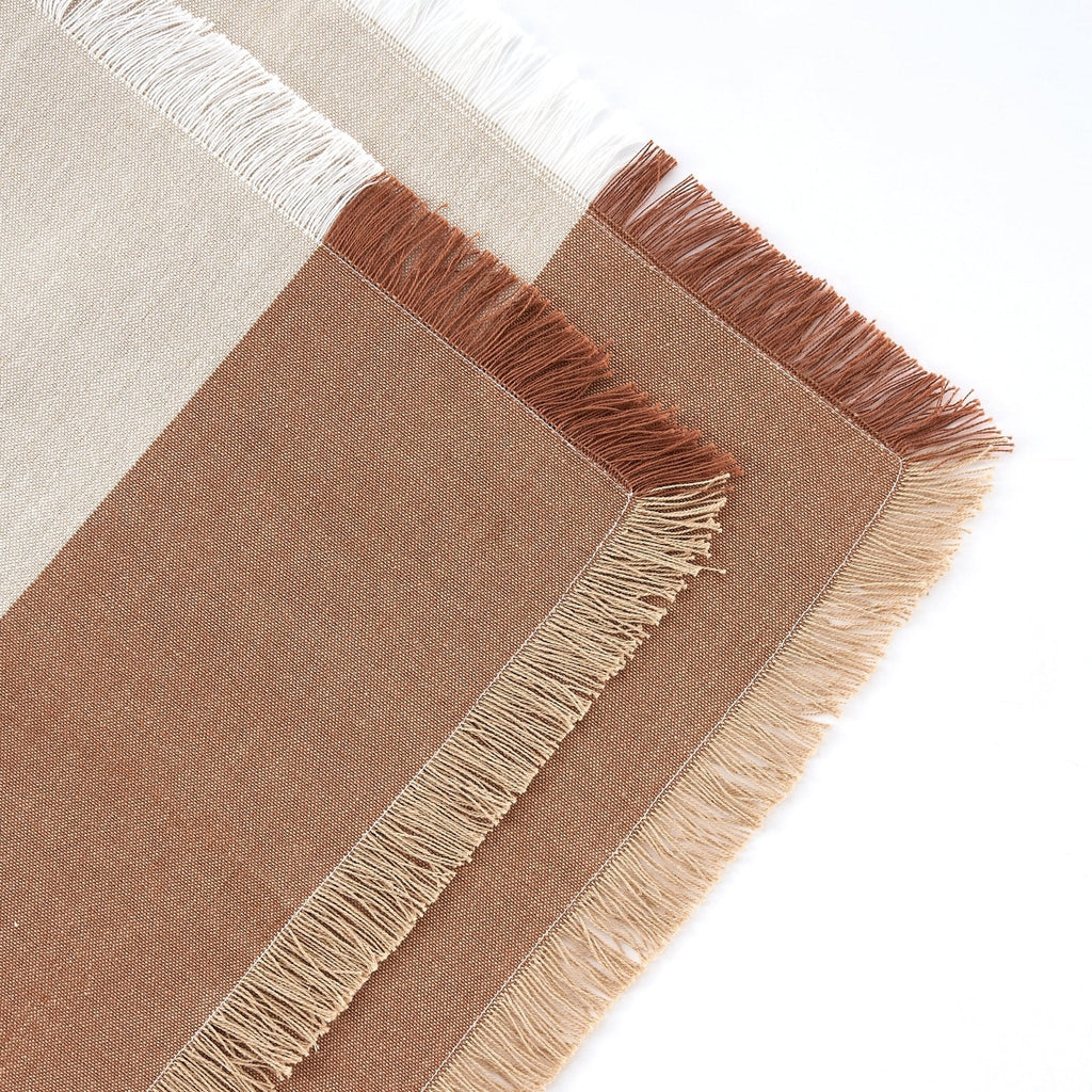 Julio Tufted Block Colour Set of 4 Placemats - Natural/ Burnt Orange - DUSK