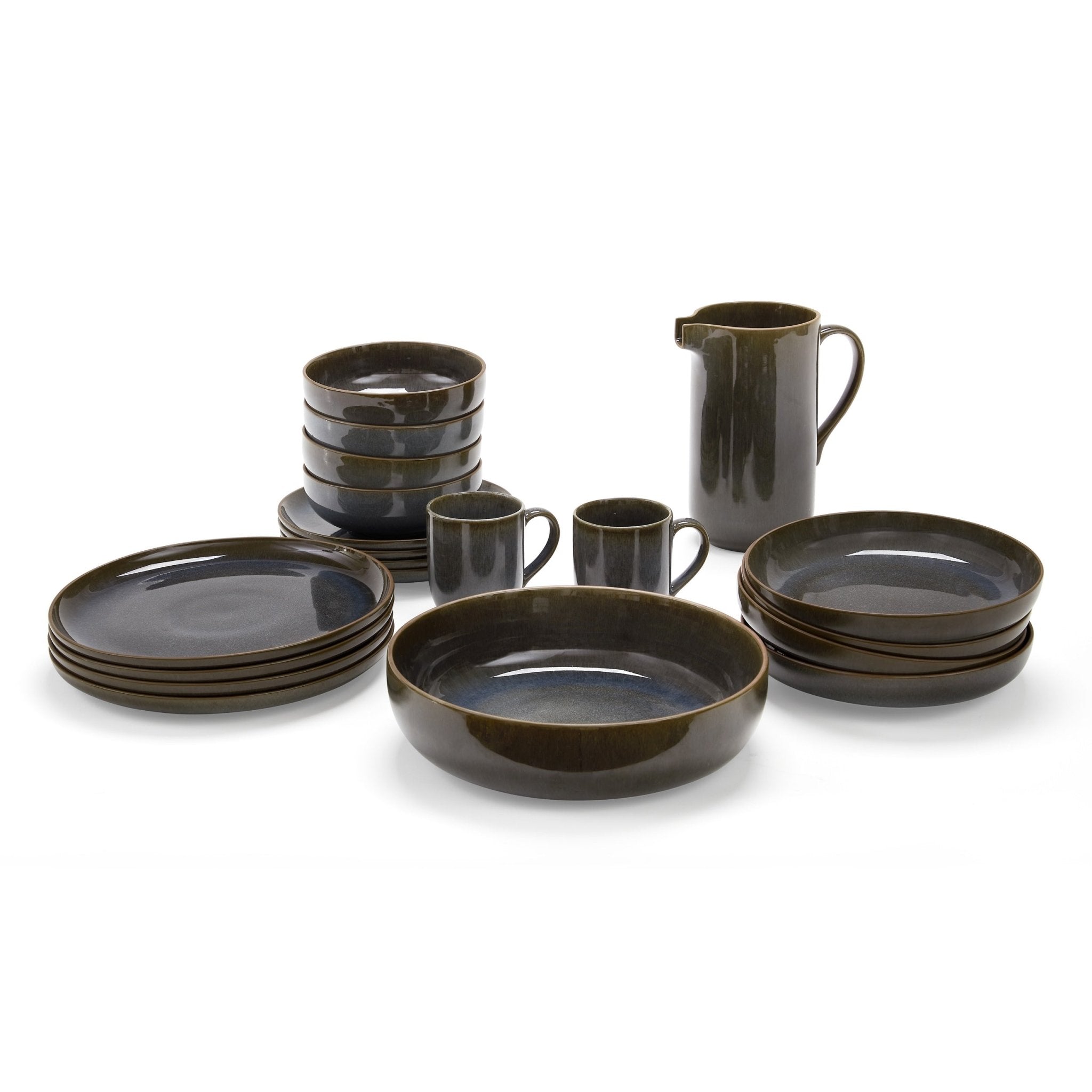 Juniper Reactive Glaze Set of 4 Cereal Bowls - Grey/Blue - DUSK