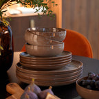Juniper Reactive Glaze Set of 4 Cereal Bowls - Mocha - DUSK