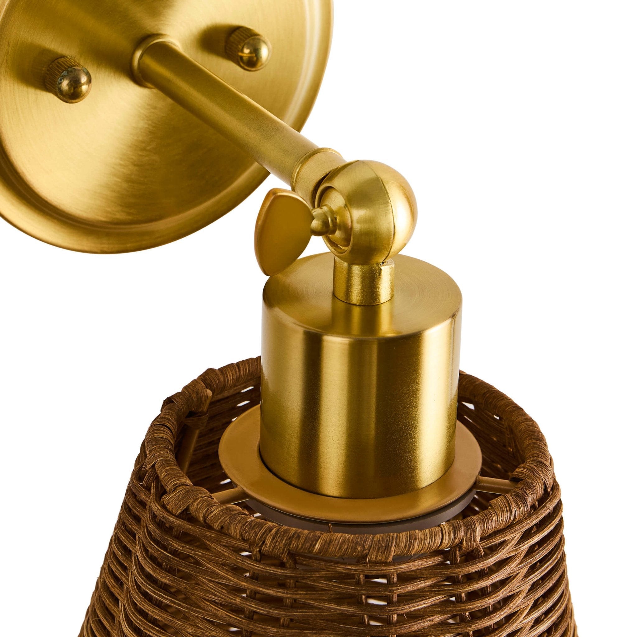 Kally Rechargeable Rattan Wall Light - Brass - DUSK
