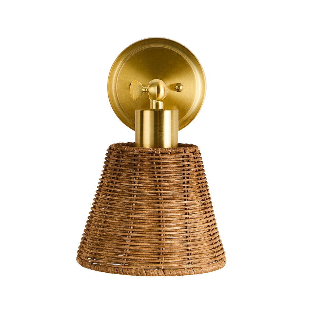 Kally Rechargeable Rattan Wall Light - Brass - DUSK
