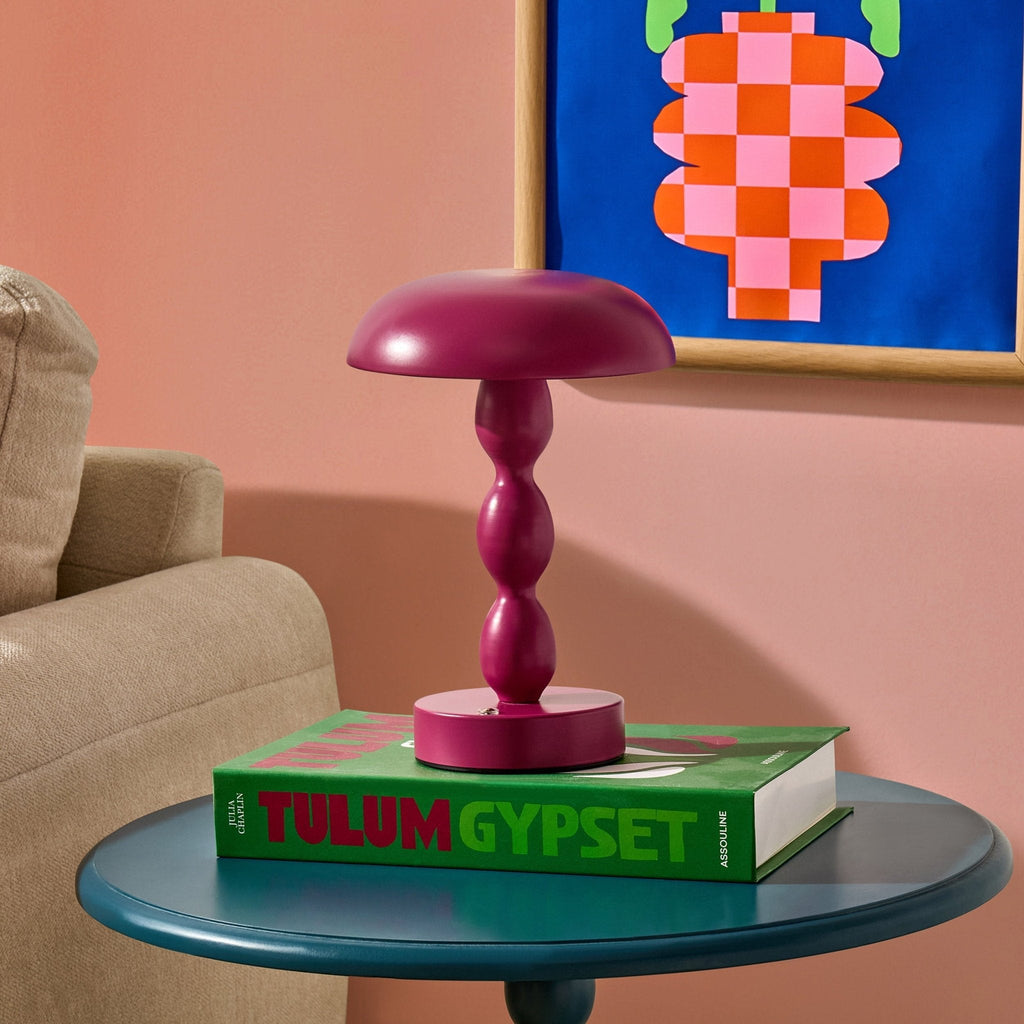 Kirsty Rechargeable Bobbin Table Lamp - Plum - DUSK