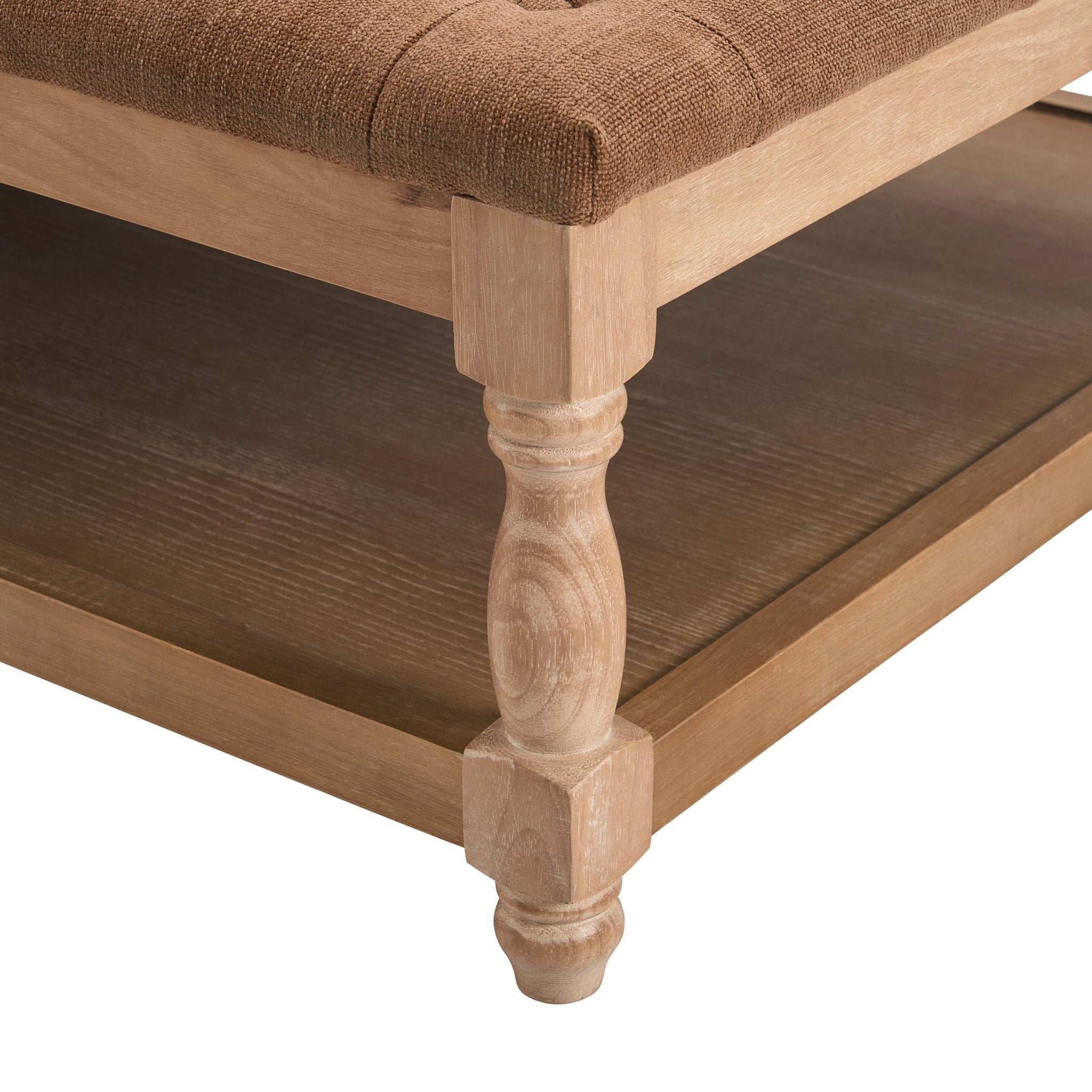 Knaresborough Button Back Coffee Table Pouffe - Chenille Tan - DUSK